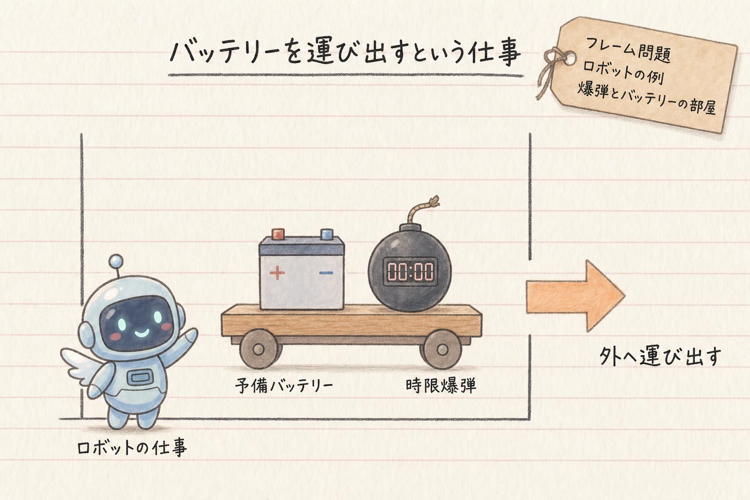 バッテリーを運び出すという仕事の場面