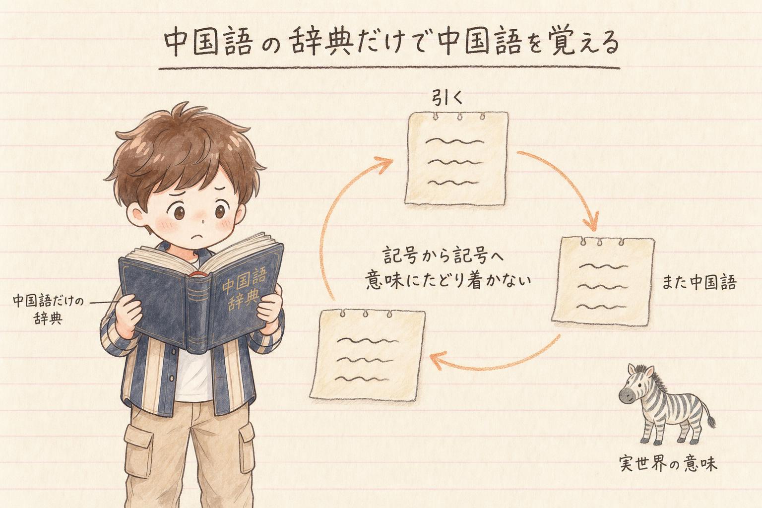 中国語の辞典だけで中国語を覚えようとする