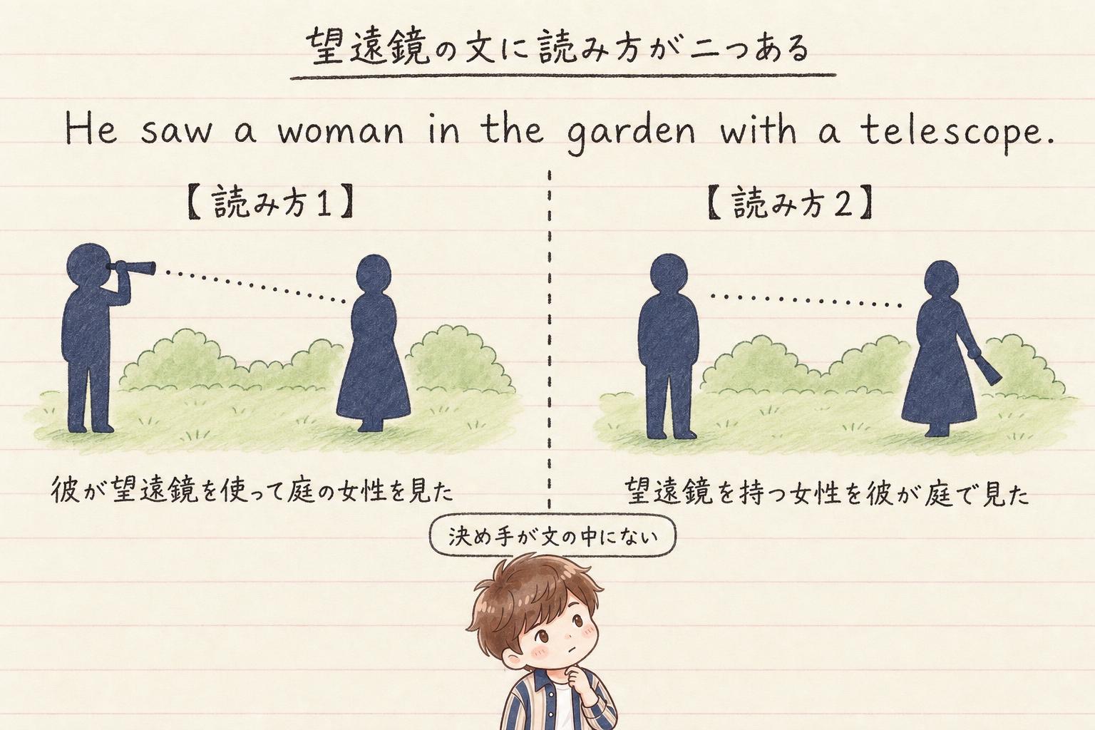 望遠鏡の文に読み方が二つある